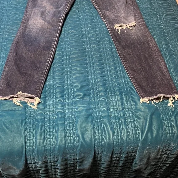 MOTHER womens Distressed Dark Blue Skinny Jeans - Picture 5 of 8